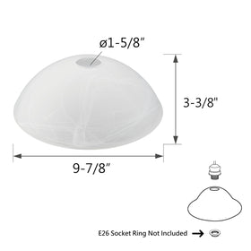 9-7-8-inch diameter alabaster shade on lamp showing round silhouette.