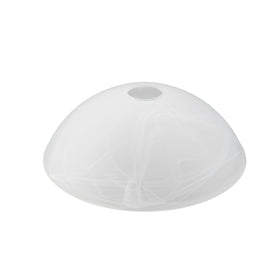 Alabaster shade on pendant light delivering soft, diffused illumination.