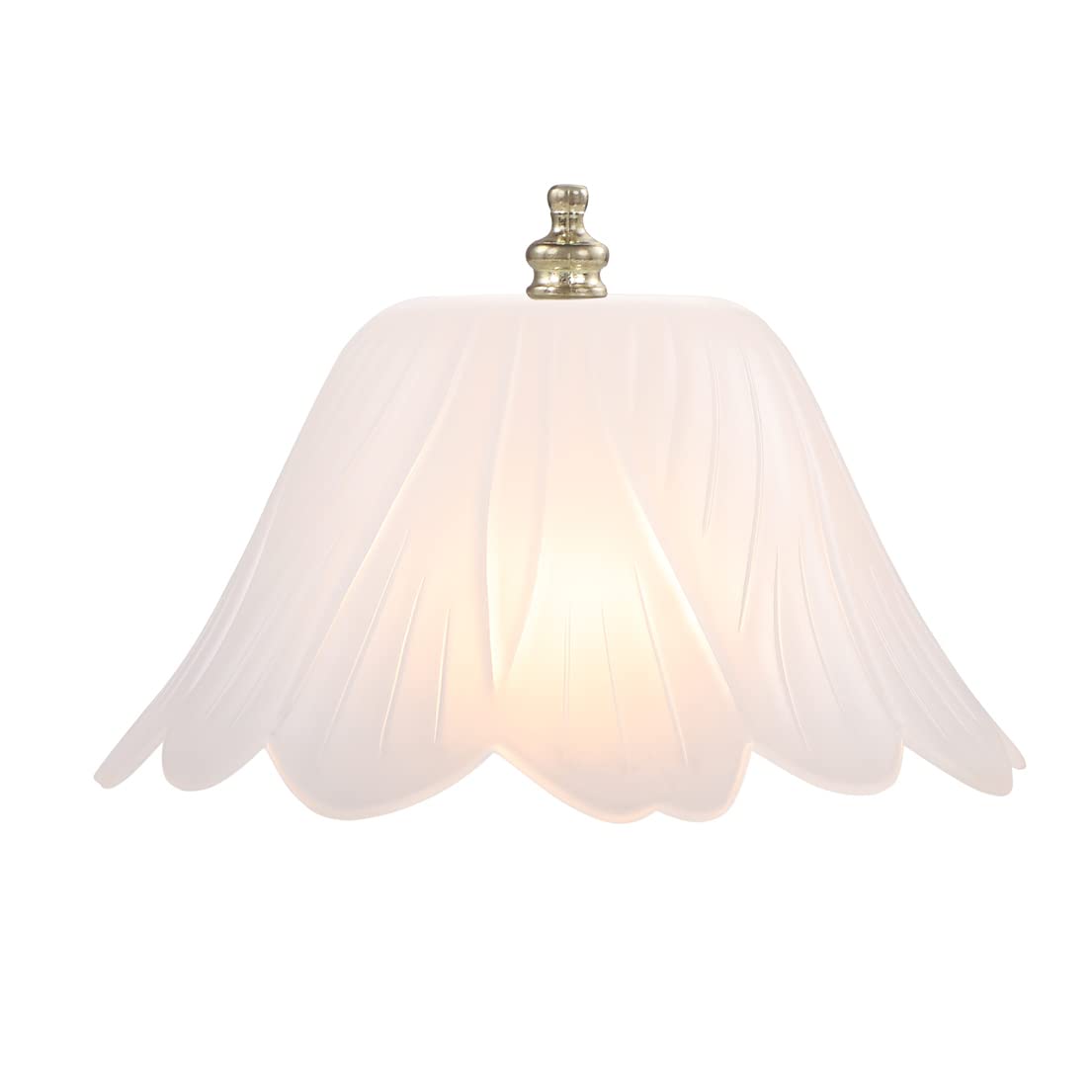 White tulip shade with brass clip-on fitter enhances decorative lighting