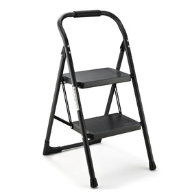 ASPERLAD 2-Step Folding Stool opened for easy access and steady reach.