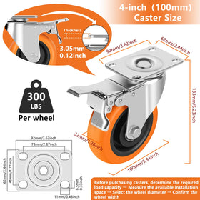ASRINIEY polyurethane wheels roll smoothly and quietly on various floors.