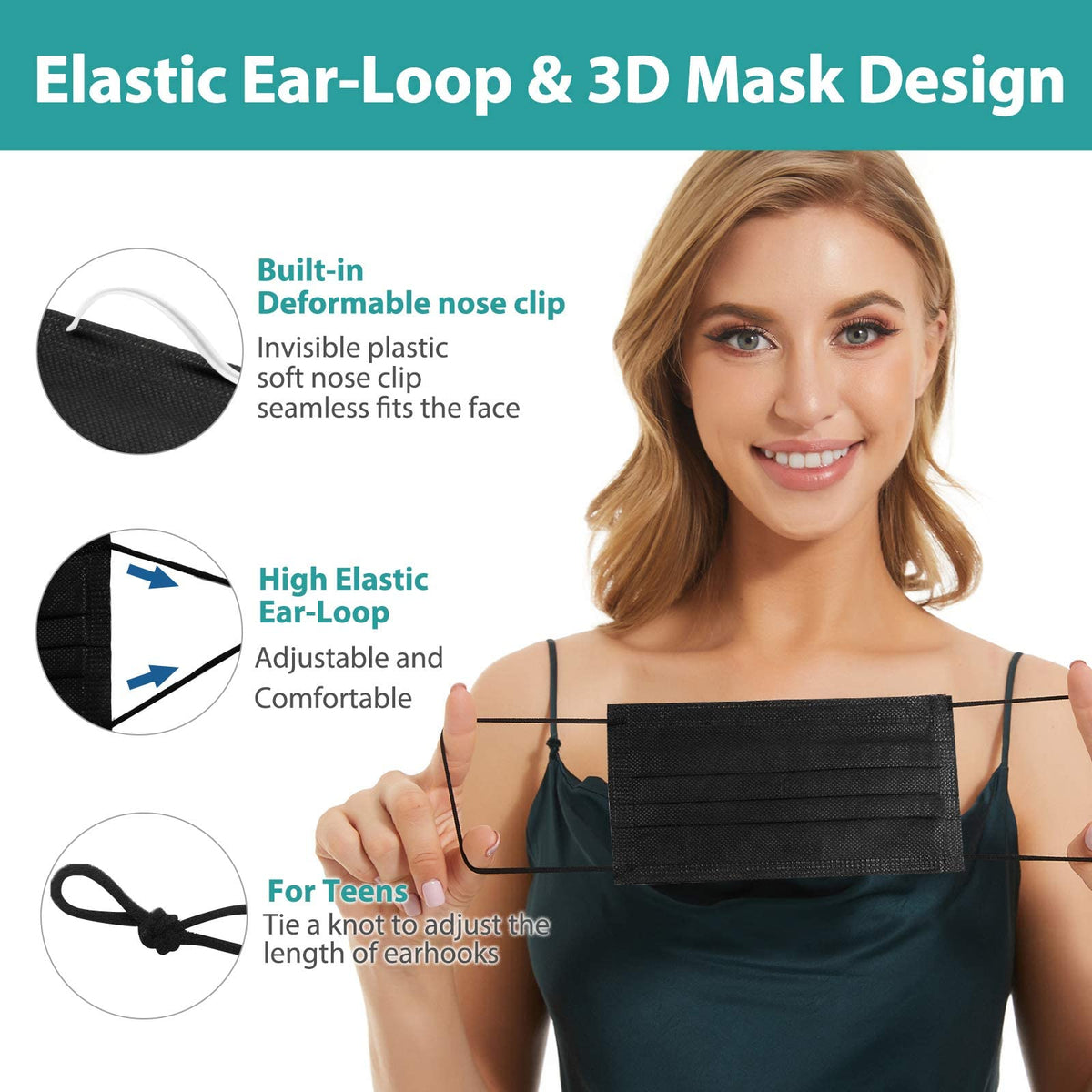 Assacalynn adjustable nose clip provides 3D fit and reduced gaps