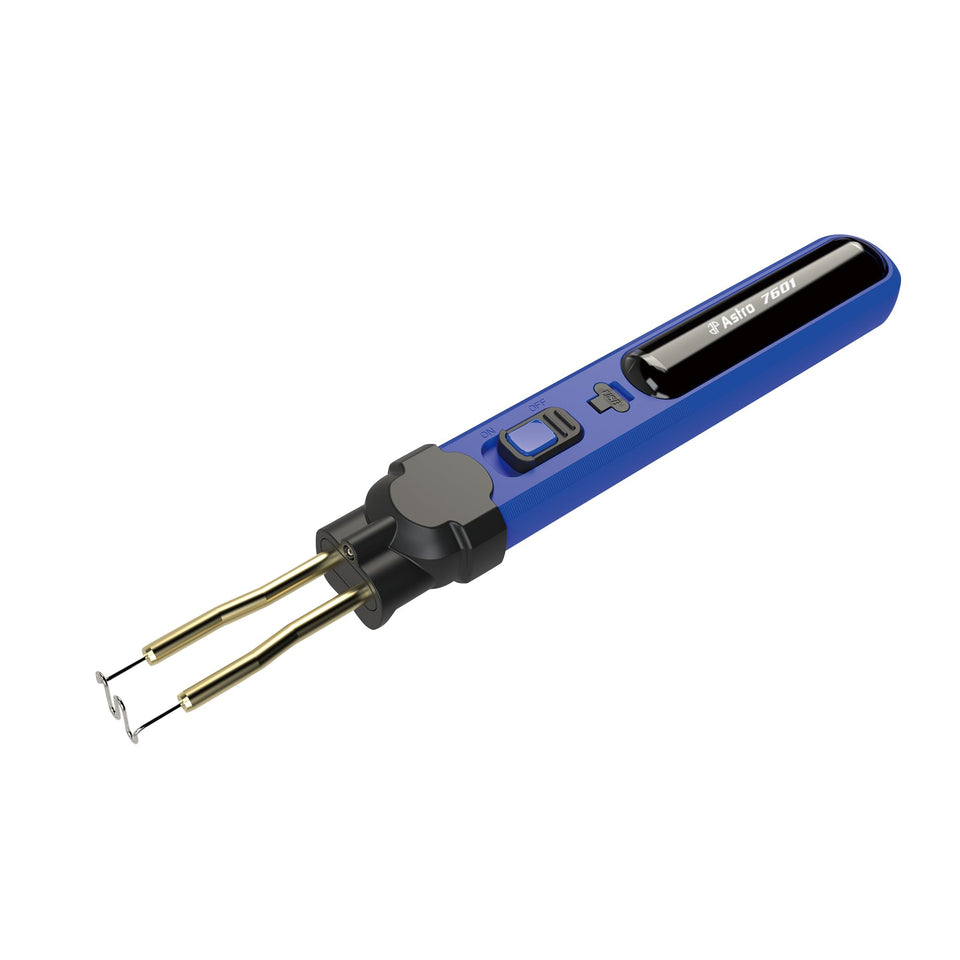 AP Astro Tools 7601 cordless hot staple pen heating a repair staple for fast plastic repair.