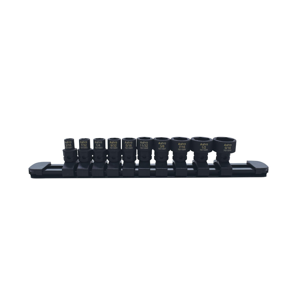 Astro Tools 78110 low-profile nano sockets reach tight spaces for SAE fasteners.
