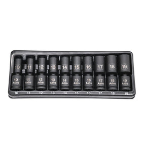 Astro Tools 78344M mid-length pinless universal sockets for 10–19mm metric sizes.
