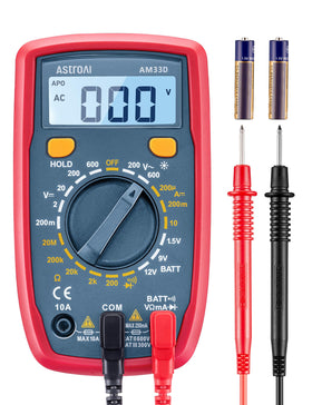 AstroAI digital multimeter front view with backlit display for precise readings in any light