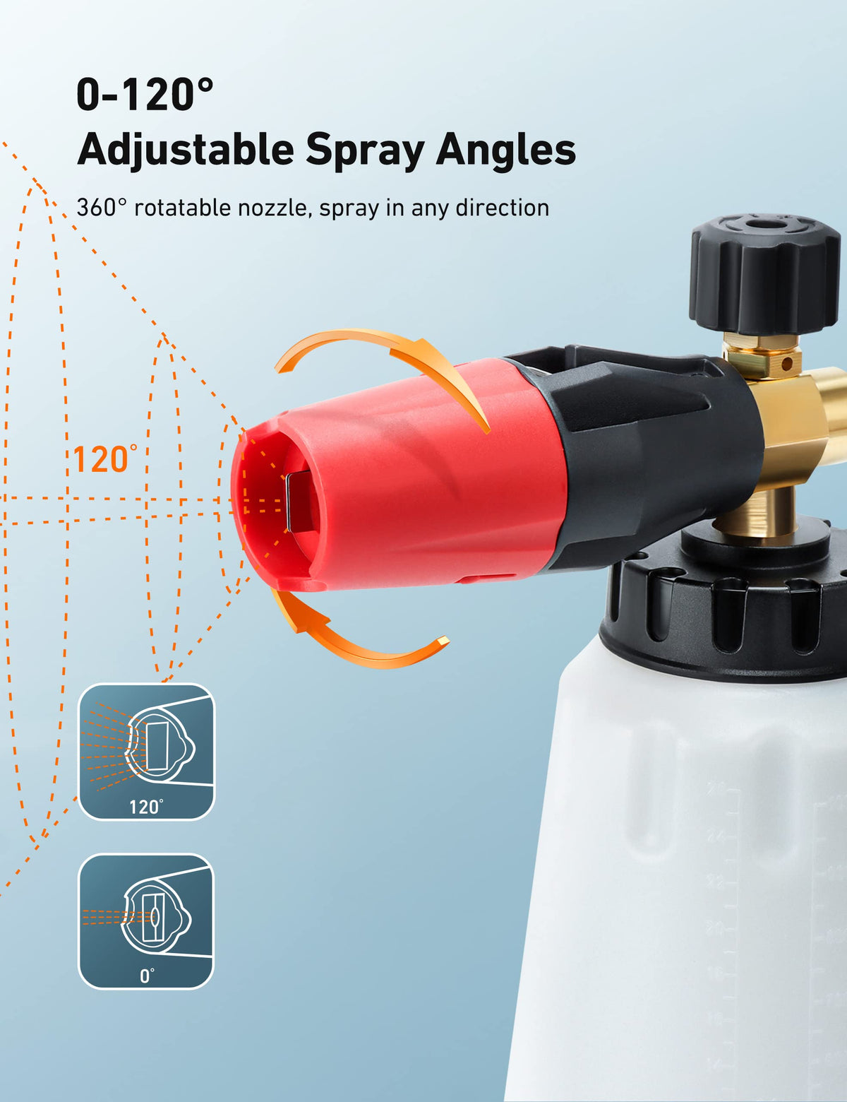 AstroAI 0-degree nozzle delivers a precise, dense jet for targeted cleaning