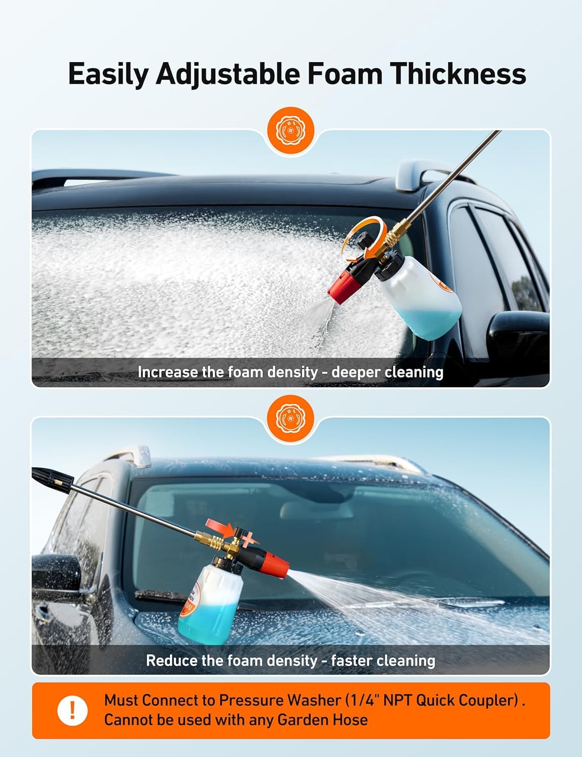 AstroAI 15-degree nozzle covers broad area for quick foam coverage