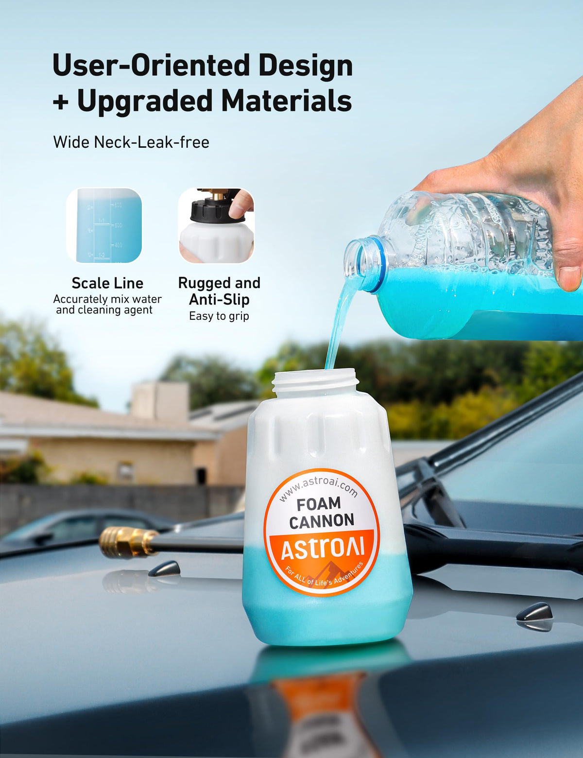 AstroAI 65-degree foam nozzle provides rich foam and thorough coating