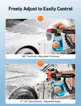 AstroAI foam cannon dense foam output supports thorough vehicle cleaning.