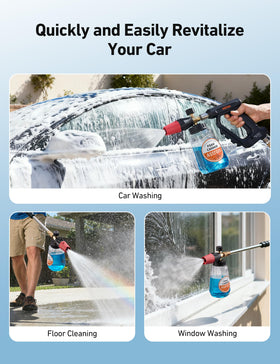 AstroAI foam cannon works with 1000-3000 PSI high-pressure washers.