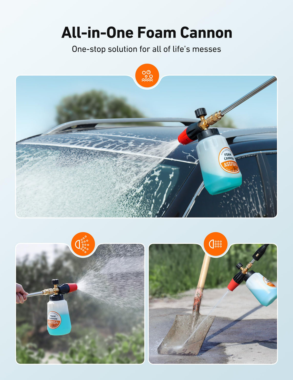 AstroAI quick-connect allows secure, fast attachment to compatible pressure washers