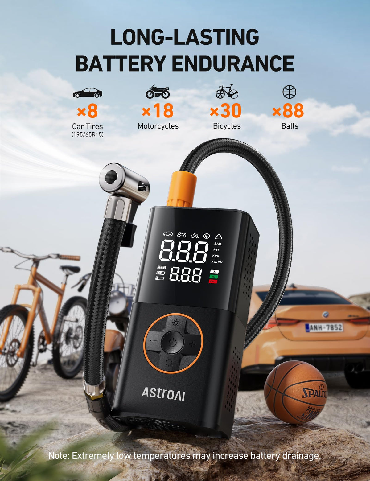 AstroAI L7 4000mAh battery for cordless operation.
