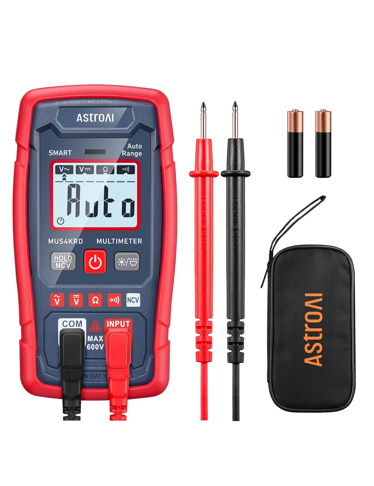 AstroAI multimeter smart mode display for quick auto-detected readings of voltage and resistance