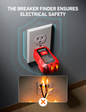 AstroAI two-part testing workflow: transmitter in outlet, receiver scans the panel.