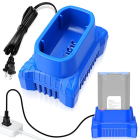 ASUNT Kobalt 40V charger front view showing compact design for easy storage