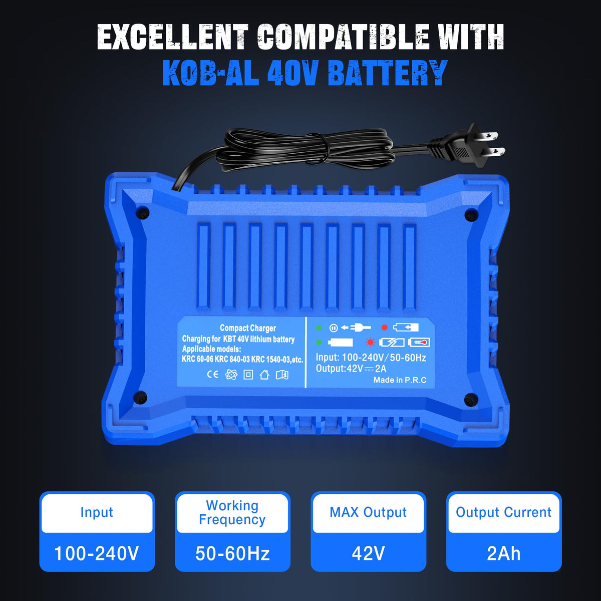 ASUNT Kobalt 40V charger status LED communicates charging and ready states