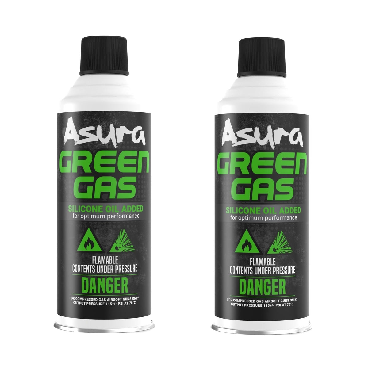 Asura Power Green Gas G-1000 pack of 2 canisters for consistent performance.