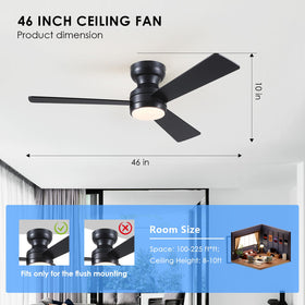 Asyko black ceiling fan with remote control for effortless speed and light adjustments.