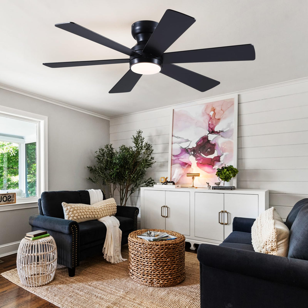 Asyko noiseless ceiling fan with light for peaceful bedrooms.