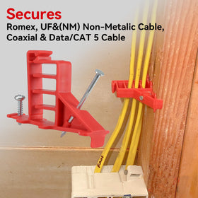 Atader staples close-up showing durable PE housing for secure cables