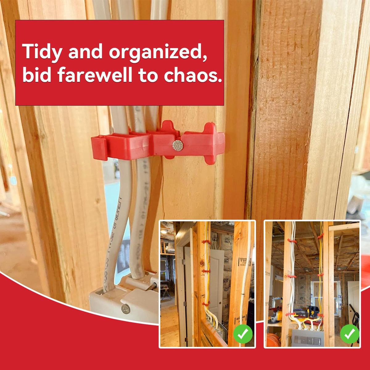 Atader wooden stud installation with nail secures cables quickly