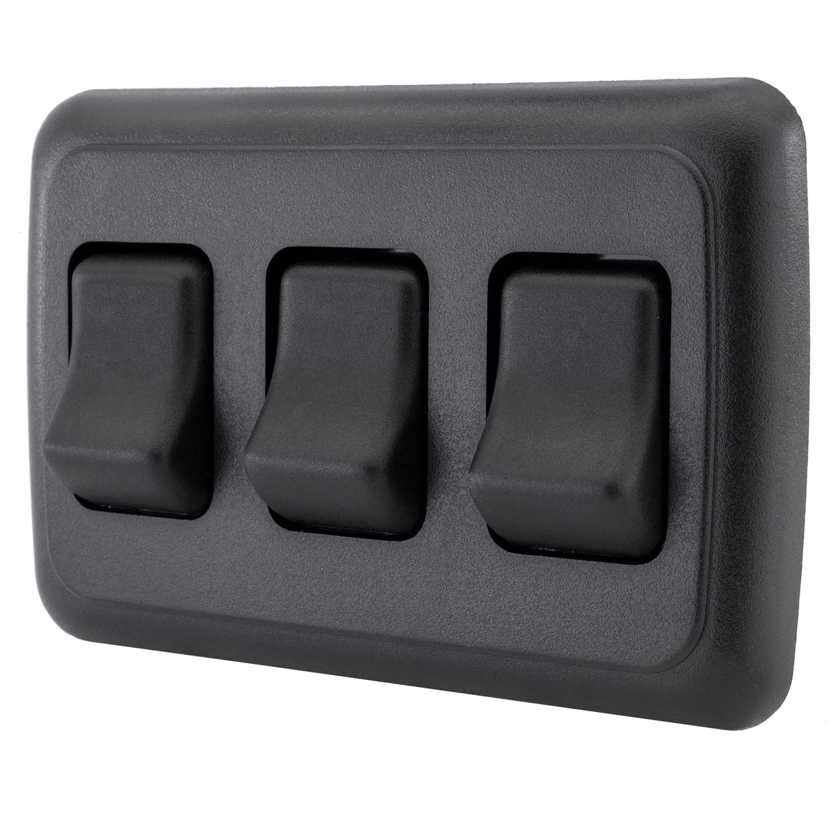 ATC triple SPST switch with bezel in black for RV electrical control.