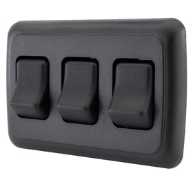 ATC triple SPST switch with bezel in black for RV electrical control.