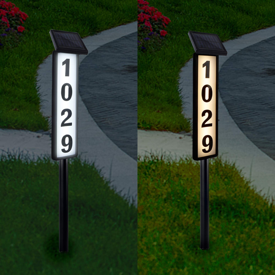 ATDAWN solar lighted house number sign front view for enhanced nighttime visibility