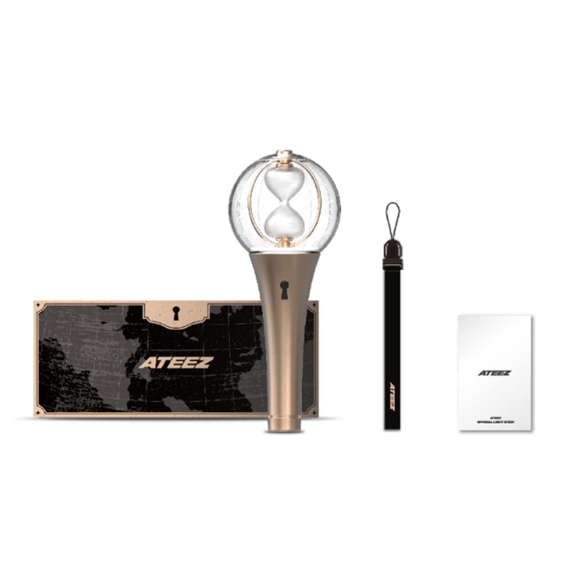 ATEEZ Official Light Stick ver.2 front view shows compact size for easy carrying.