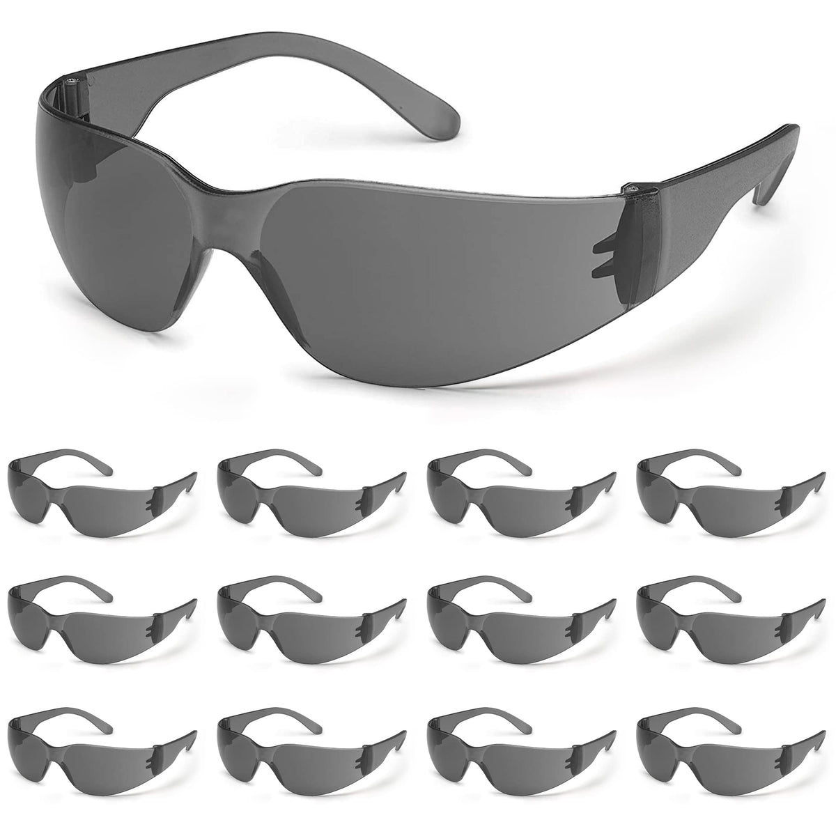 ATERET safety glasses grey frame close-up highlighting snug fit and lightweight protection.