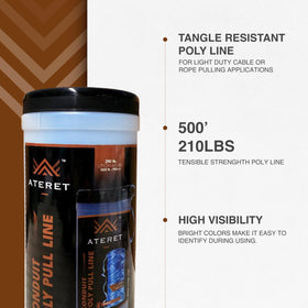 ATERET 500 ft pull line spool enables extended distance pulls