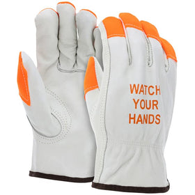 ATERET orange-tip gloves close-up for improved visibility in low light
