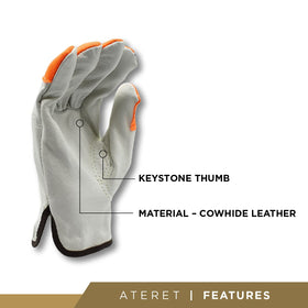 ATERET hi-vis gloves full view with orange tip for safer handling
