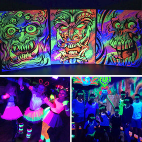 Atfoyer 40W black light bar projects 484 sq ft coverage.