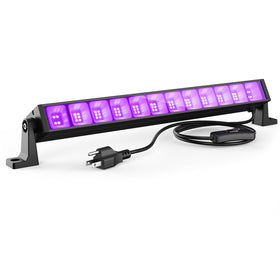 Atfoyer 40W black light bar front view illuminates a neon party space.