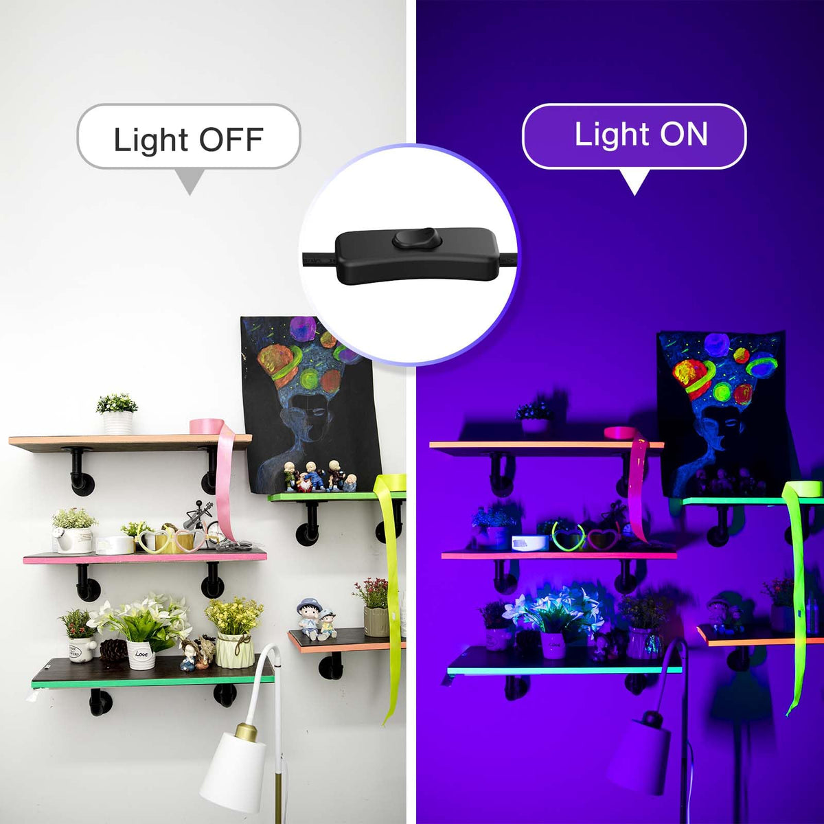 Atfoyer 40W black light bar side-angle shows wide beam for large areas.