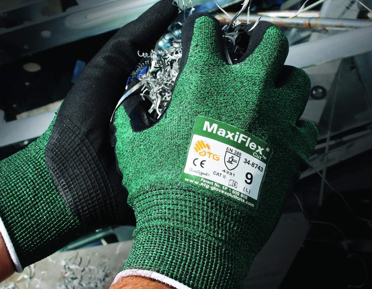 ATG MaxiFlex Cut glove features knit wrist to keep debris out.