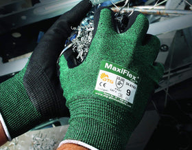 ATG MaxiFlex Cut glove features knit wrist to keep debris out.