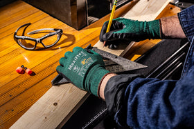 ATG MaxiFlex Cut glove shows raised micro dots for durability.