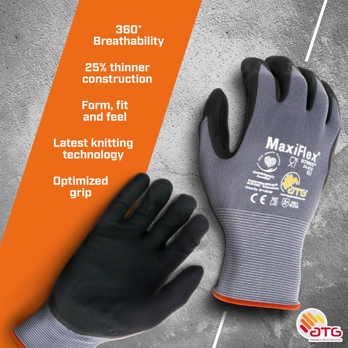 ATG MaxiFlex pack of 3 in gray for versatile dry handling tasks
