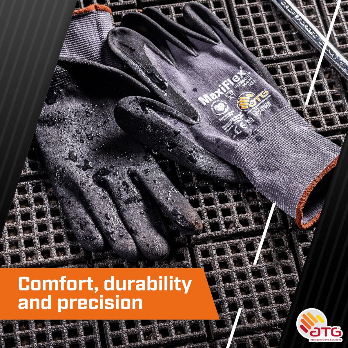 ATG MaxiFlex Ultimate gray gloves for comfortable all-day wear