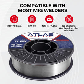 ATLAS WELDER flux core wire ideal for outdoor repairs
