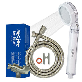ATOJET AJ8200 showerhead closeup, highlighting filtration for clearer water