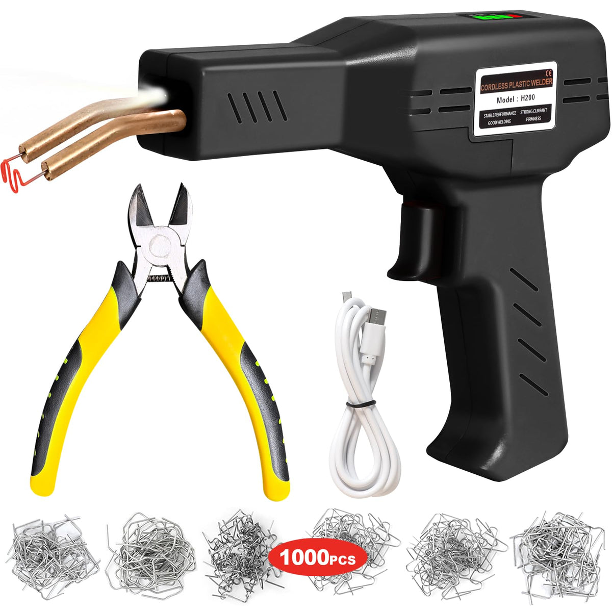 ATOLS plastic welder front view shows compact portability for on-the-go repairs.