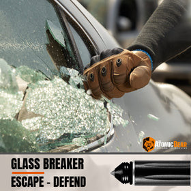The Atomic Bear glass breaker end ready to help in emergencies.