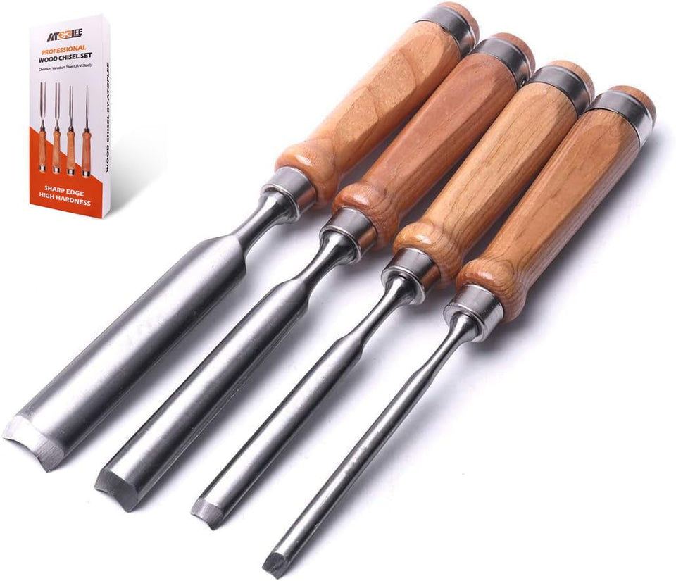 ATOPLEE wood chisel set 8mm blade for precise carving and clean cuts.