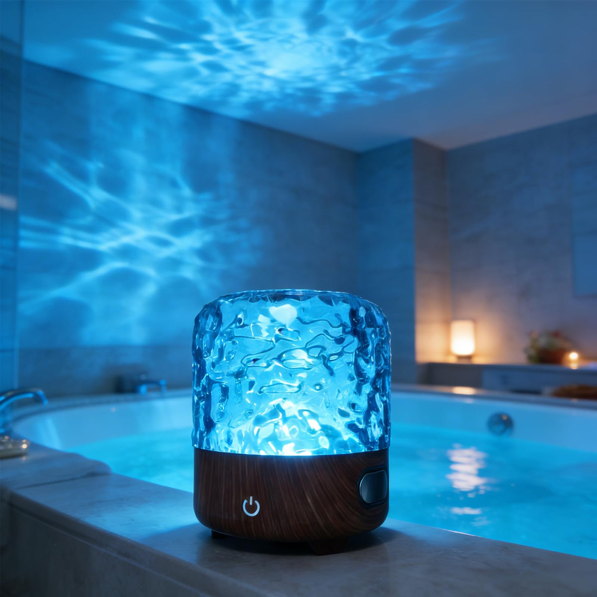 ATRIGLO shower light with 16-color ocean projection enhances bathroom ambience.