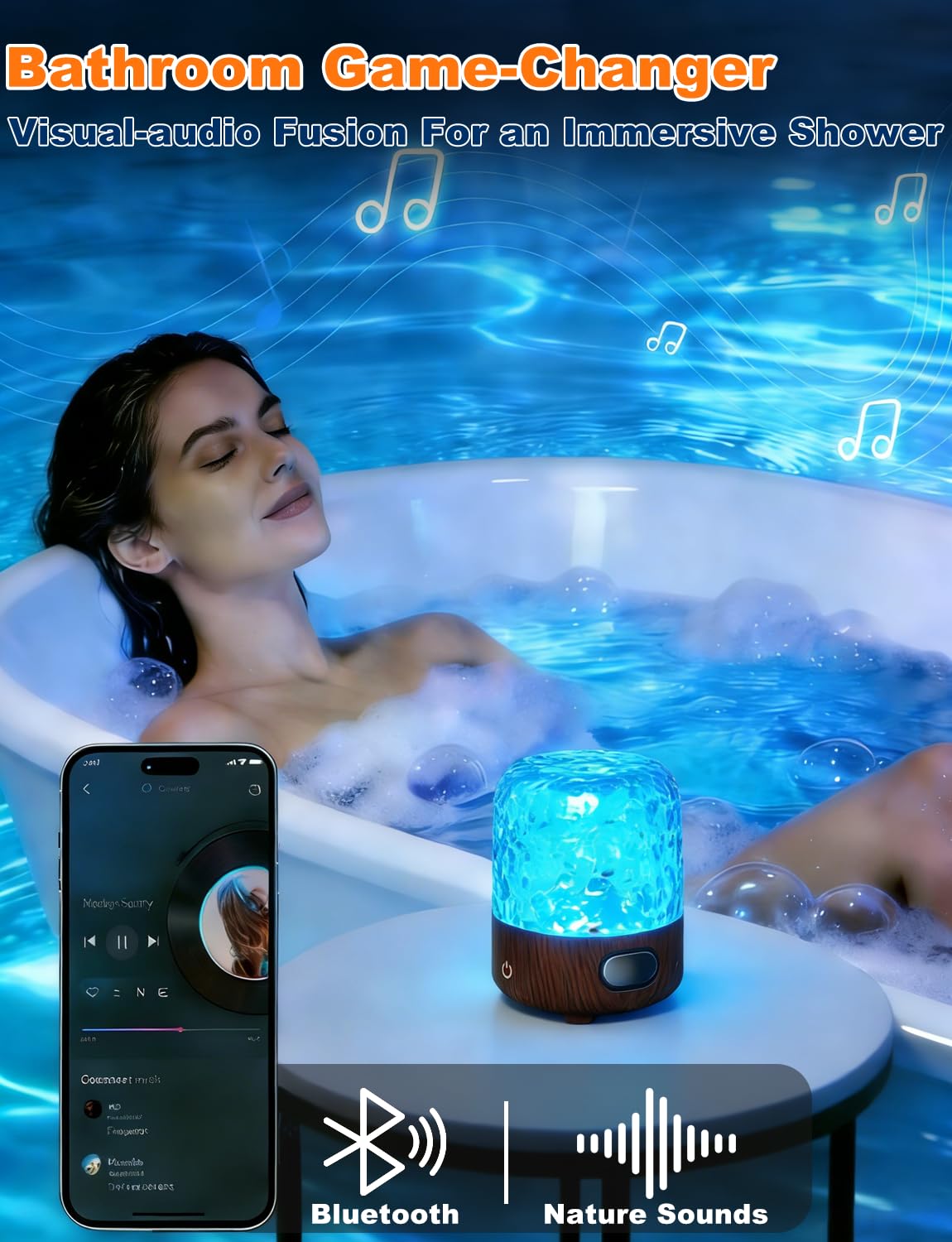 ATRIGLO shower light Bluetooth speaker for shower music.