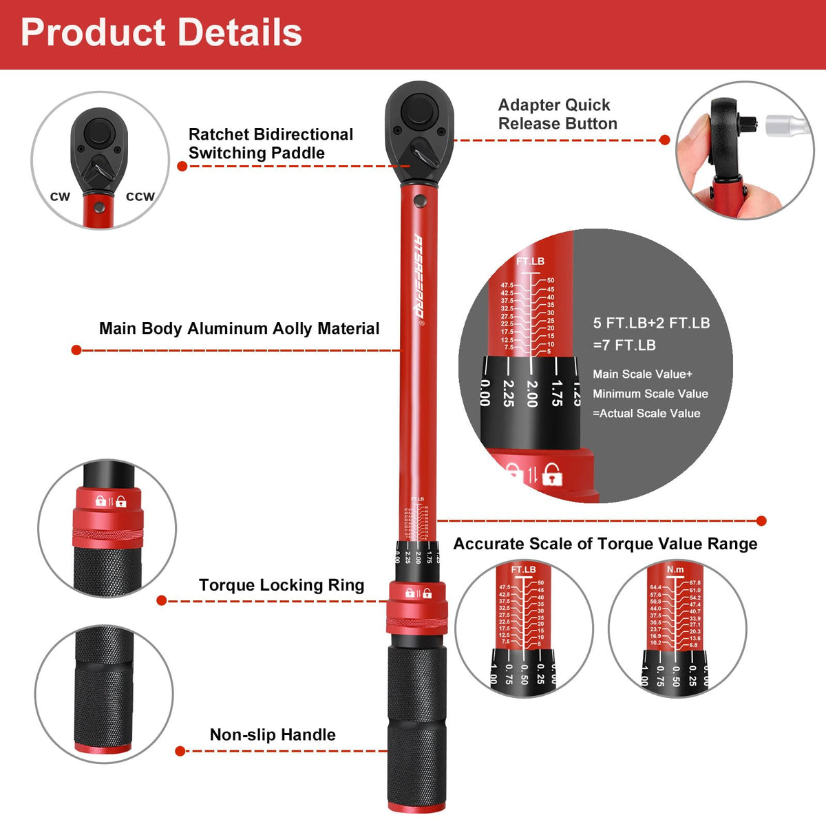 ATsafepro dual-direction 72-tooth ratchet for tight spaces